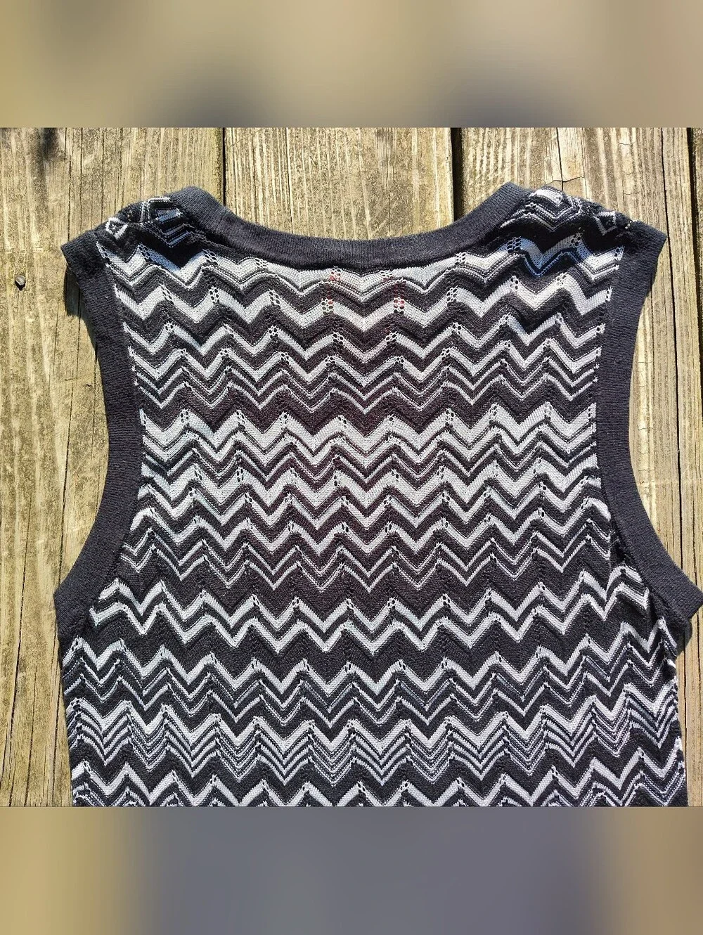 Missoni for Target Sz L Black White Zigzag Chevron Knit Tank Top Stretchy